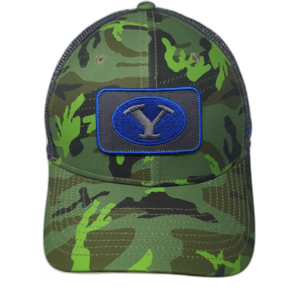 Nike Trucker Hat Green One Size Camo BYU Cougars Y Logo American Flag Mesh